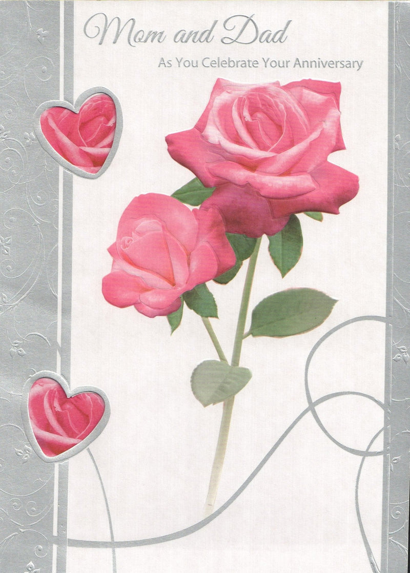 Anniversary Card - Mom and Dad Pink Rose - Shelburne Country Store