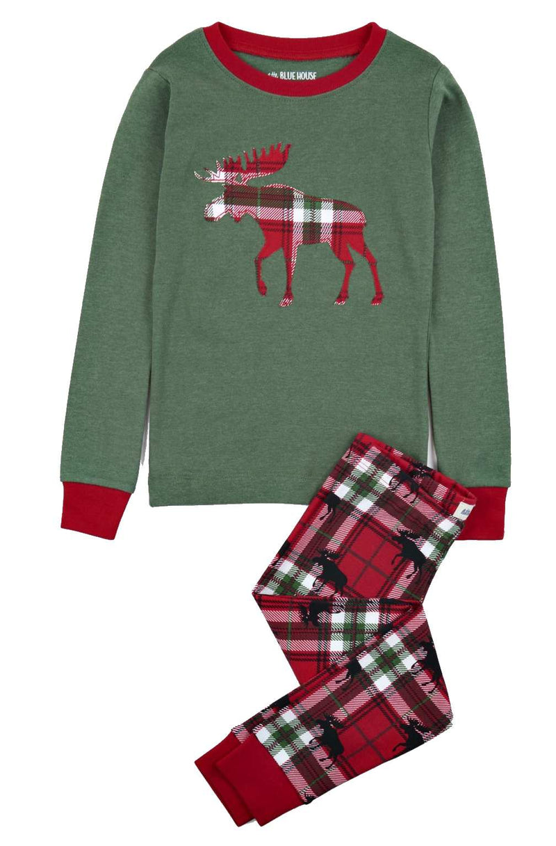 Kids Applique PJ Set - Holiday Moose - - Shelburne Country Store