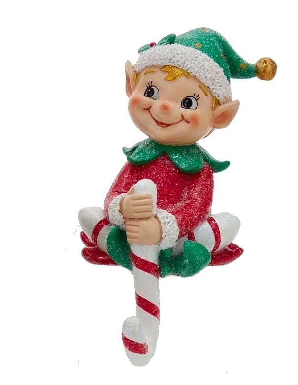 Elf Candy Cane Stocking Hanger - - Shelburne Country Store