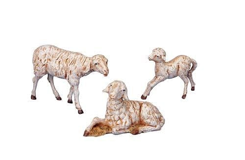 Fontanini White Sheep Family Italian Nativity Village Animals Figurines Set Of 3 - Shelburne Country Store
