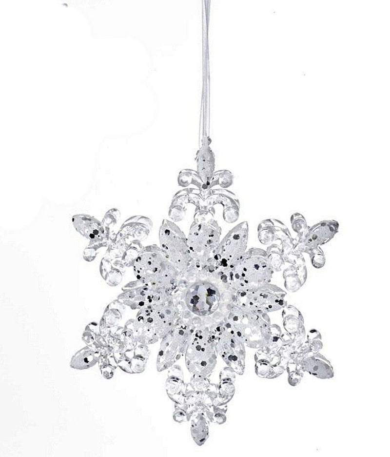 Clear Acrylic Snowflake Ornaments -  Floral - Shelburne Country Store