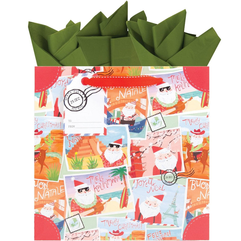 Santa's Vacation Medium Square Gift Bag - Shelburne Country Store