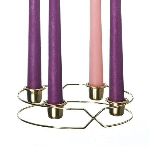 Metal 6.5 inch Advent wreath holder with candles - Shelburne Country Store