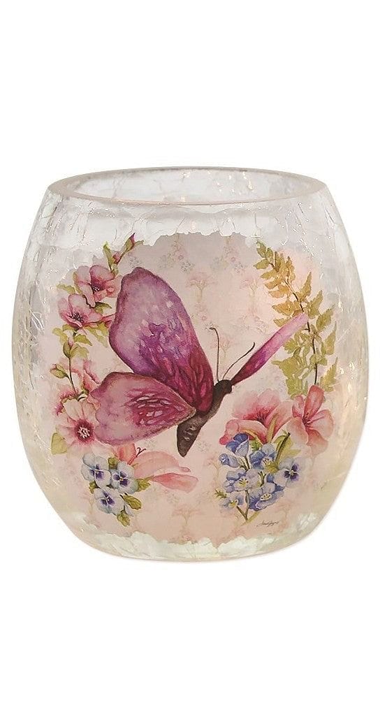 3 Inch Lighted Glass Vase - Pastel Butterflies - - Shelburne Country Store