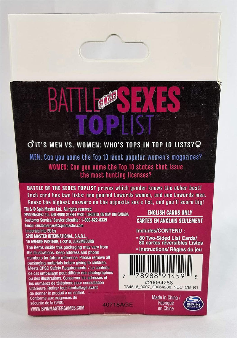 Battle of the Sexes Top List Card Game - Shelburne Country Store