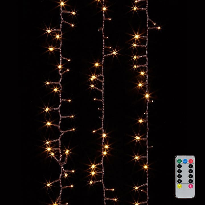 36 Foot LED Garland with Remote - Brown Wire - Warm White Lights - Shelburne Country Store