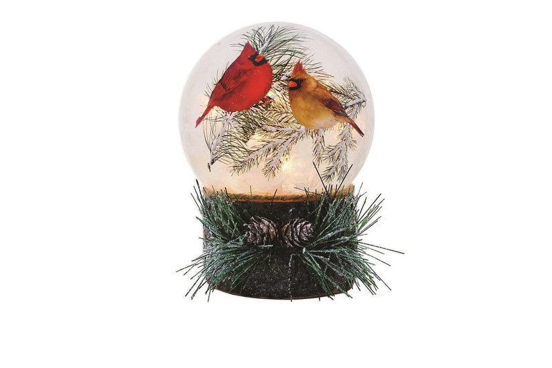 5 Inch Lighted Glass Ball - Christmas Cardinals - Shelburne Country Store