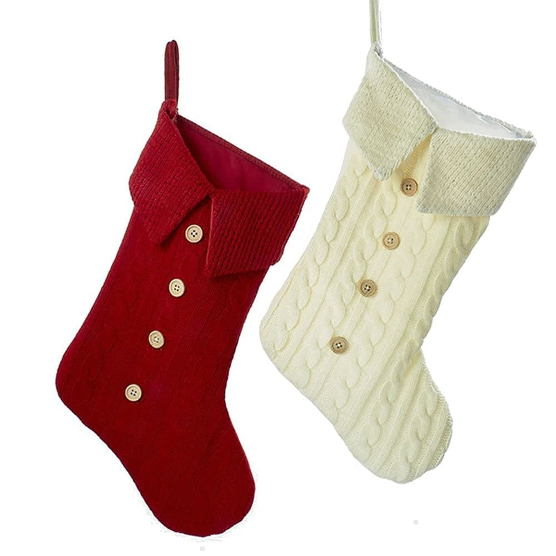 20 Knit Red/Ivory Stocking - - Shelburne Country Store