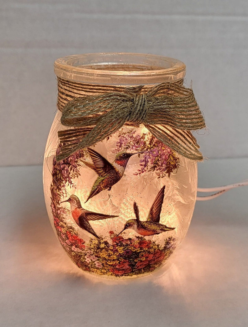 Lighted Glass Jar - Hydrangea's Hummers - - Shelburne Country Store