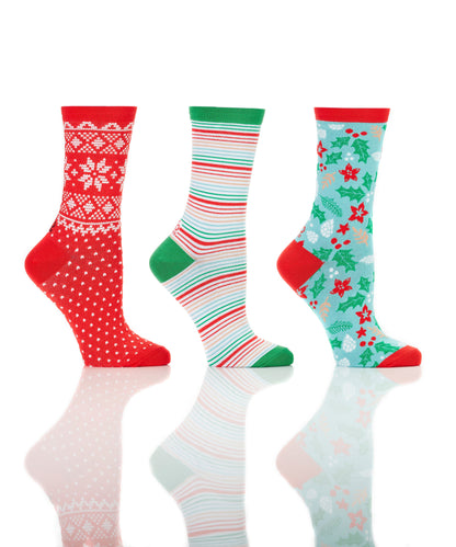 Women's Crew Sock - Christmas Set of 3 - Shelburne Country Store