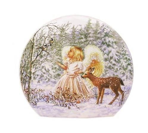 7 Inch Lighted Glass Vase - Blond Angelic Girl - Shelburne Country Store