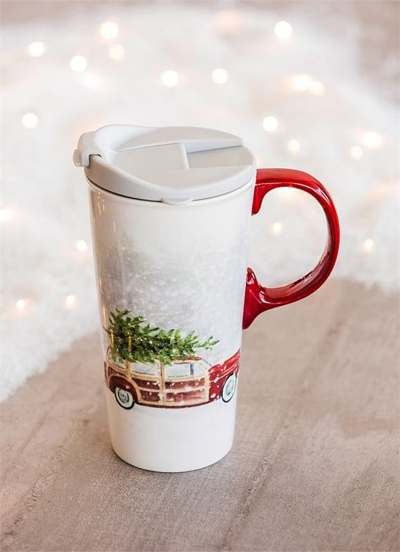 Ceramic Travel Cup, 17 oz. with Gift Box - Vintage Station Wagon - Shelburne Country Store