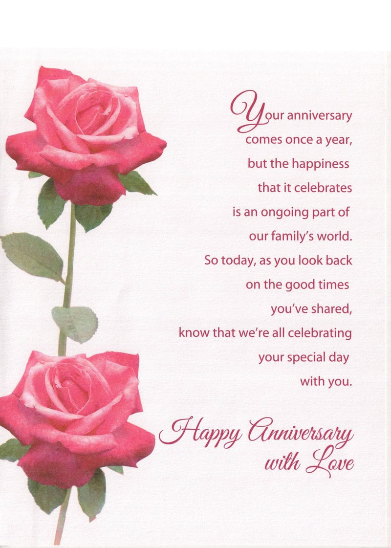 Anniversary Card - Mom and Dad Pink Rose - Shelburne Country Store