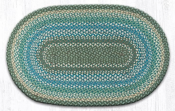 Sage/Ivory/Settlers Blue Braided Rug - 27x45 - Shelburne Country Store