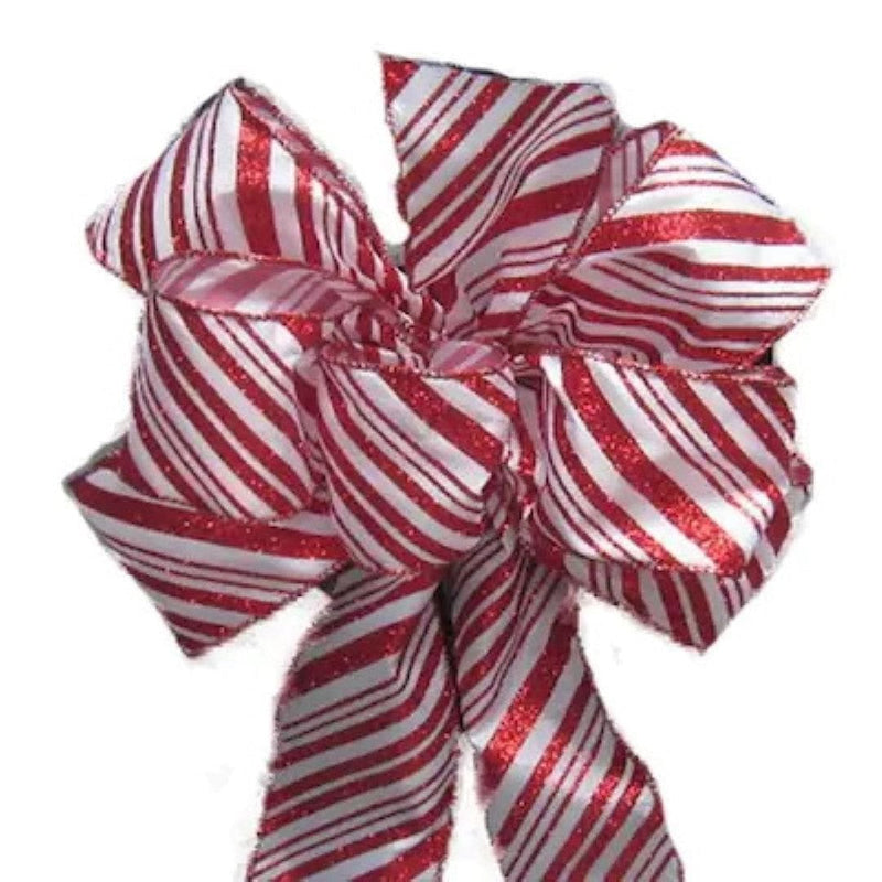 Holiday Living Luxury Tree Topper Bow with Red Candy Stripe - Shelburne Country Store