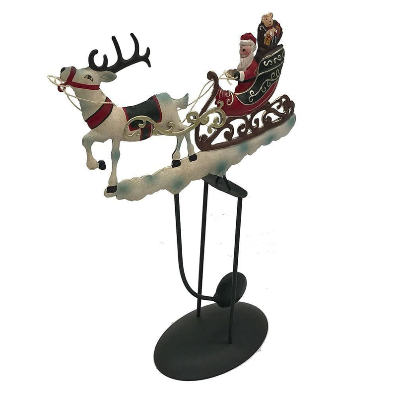 Santa In sled With Deer Pendulum Table Piece - Shelburne Country Store