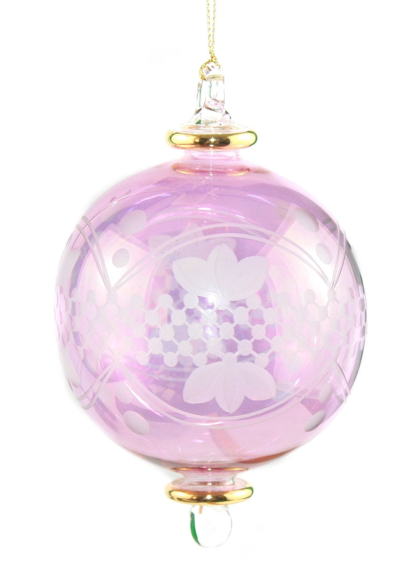 Full Size Special Etching Crystal Ball Ornament  Purple - Shelburne Country Store