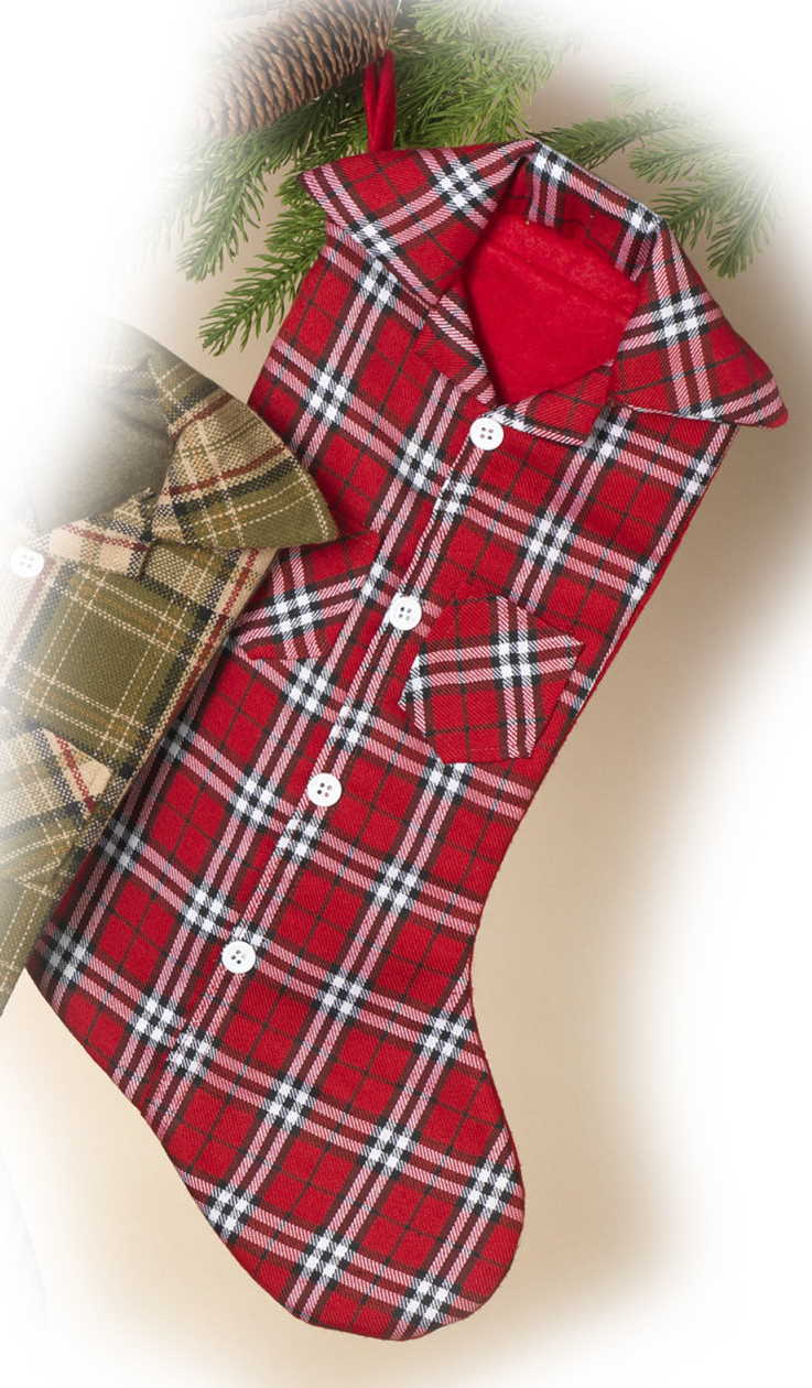 20'' Plaid Lumberjack Shirt Stocking - - Shelburne Country Store