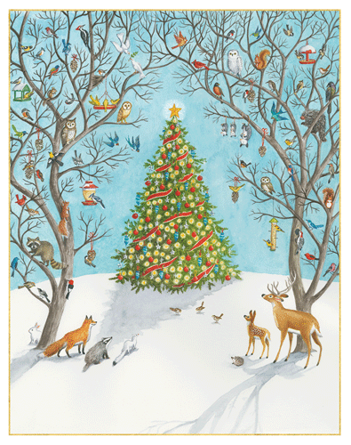 Woodland And Christmas Tree - Christmas Card Box - Box of 16 - Shelburne Country Store