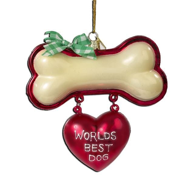 Noble Gems World's Best Dog Glass Ornament - Shelburne Country Store