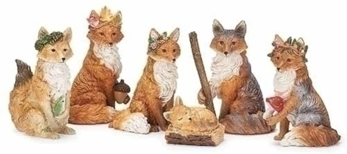 6-Piece Brown and Beige Fox Nativity Set - Shelburne Country Store