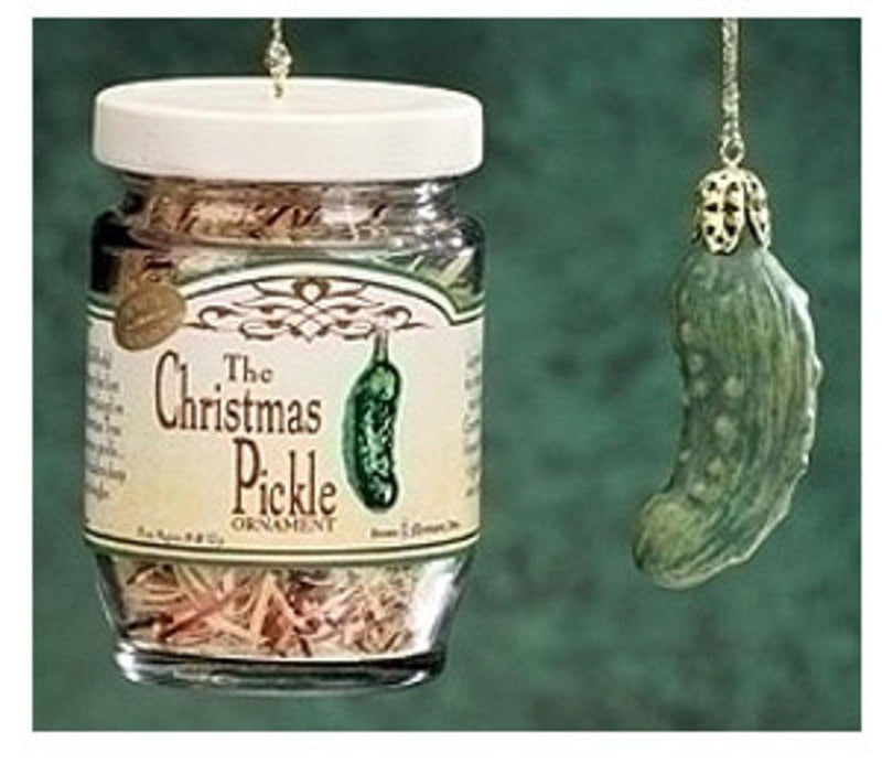 Roman 2-Piece Exclusive Christmas Pickle And Decorated Glass Jar Hanging Ornament, 1.5-Inch - Shelburne Country Store