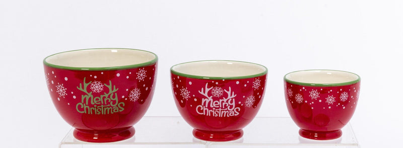 Dolomite Holiday Bowls - Set of 3 - Snowflakes - Shelburne Country Store
