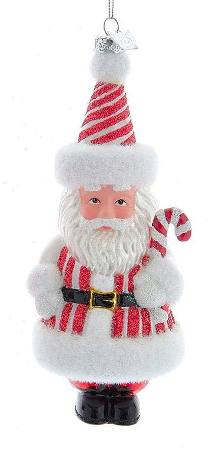 Noble Gems Glass 6 inch Santa Ornament - Striped Outfit - Shelburne Country Store