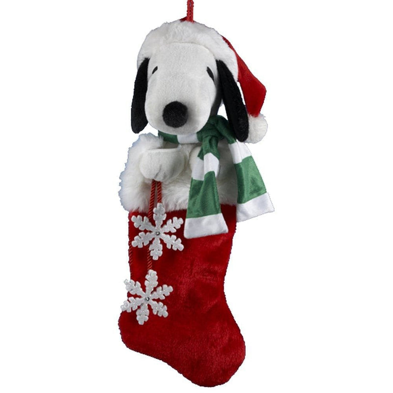 Snoopy Plush Head Stocking With Snowflake Dangles - Shelburne Country Store
