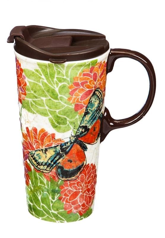 Ceramic Travel Cup w/Box, 17 oz - Summer Garden - Shelburne Country Store