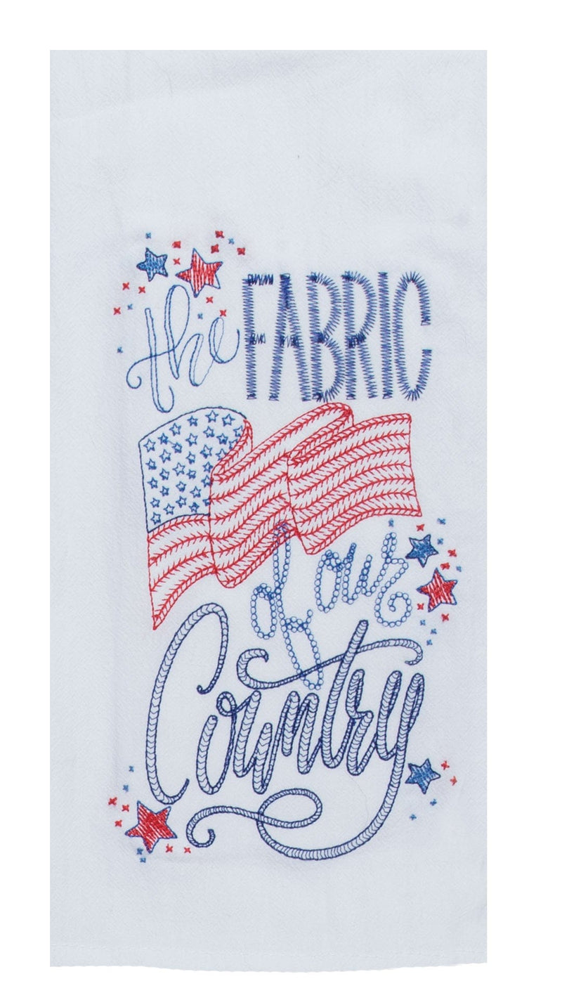 Fabric Patriotic Embroidered Flour Sack Towel - Shelburne Country Store