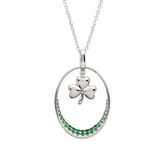 Sterling Silver Green Shamrock Necklace - Shelburne Country Store