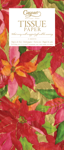 Poinsettia Painting Gold - Tissue Pkg 4 Sheets - Shelburne Country Store
