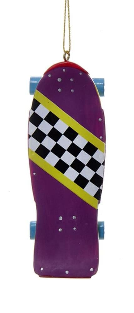 3.75 Inch Resin Retro Skateboard Ornament - Purple - Shelburne Country Store