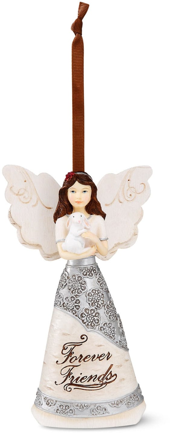 Elements Forever Friends Angel with Bunny Ornament - The Country Christmas Loft