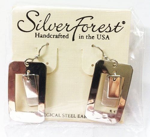 Silver Tone Multi Rectangle Earrings - Shelburne Country Store