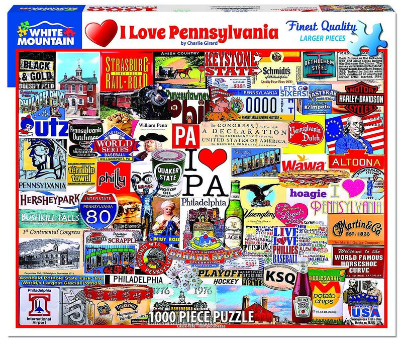 I Love Pennsylvania - 1000 Piece Jigsaw Puzzle - Shelburne Country Store