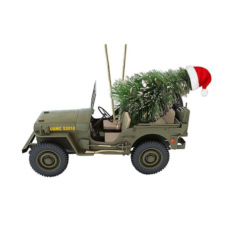 USMC Jeep with Christmas Tree Ornament - Shelburne Country Store