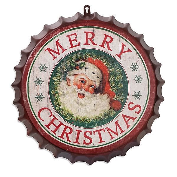 16.5" Metal Holiday Merry Christmas Bottle Cap Wall Decor - Shelburne Country Store