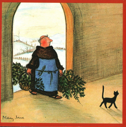 Christmas Card - Monk and Cat - Shelburne Country Store
