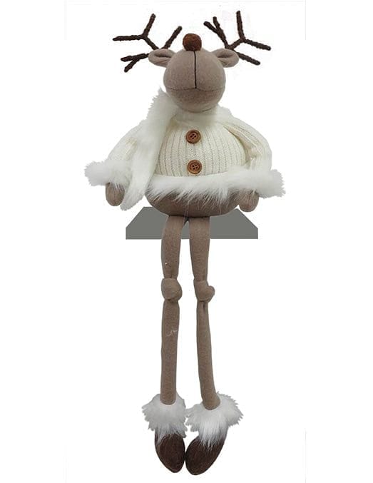 Sitting Reindeer With White Sweater - Shelburne Country Store