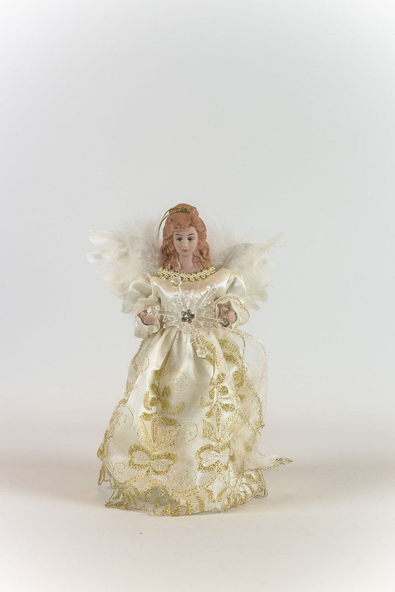8 Inch Gold Cream Angel Treetopper - Shelburne Country Store