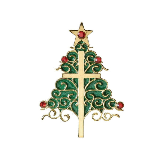 3.5 inch Inspirational Christmas Tree And Cross Ornament - Shelburne Country Store