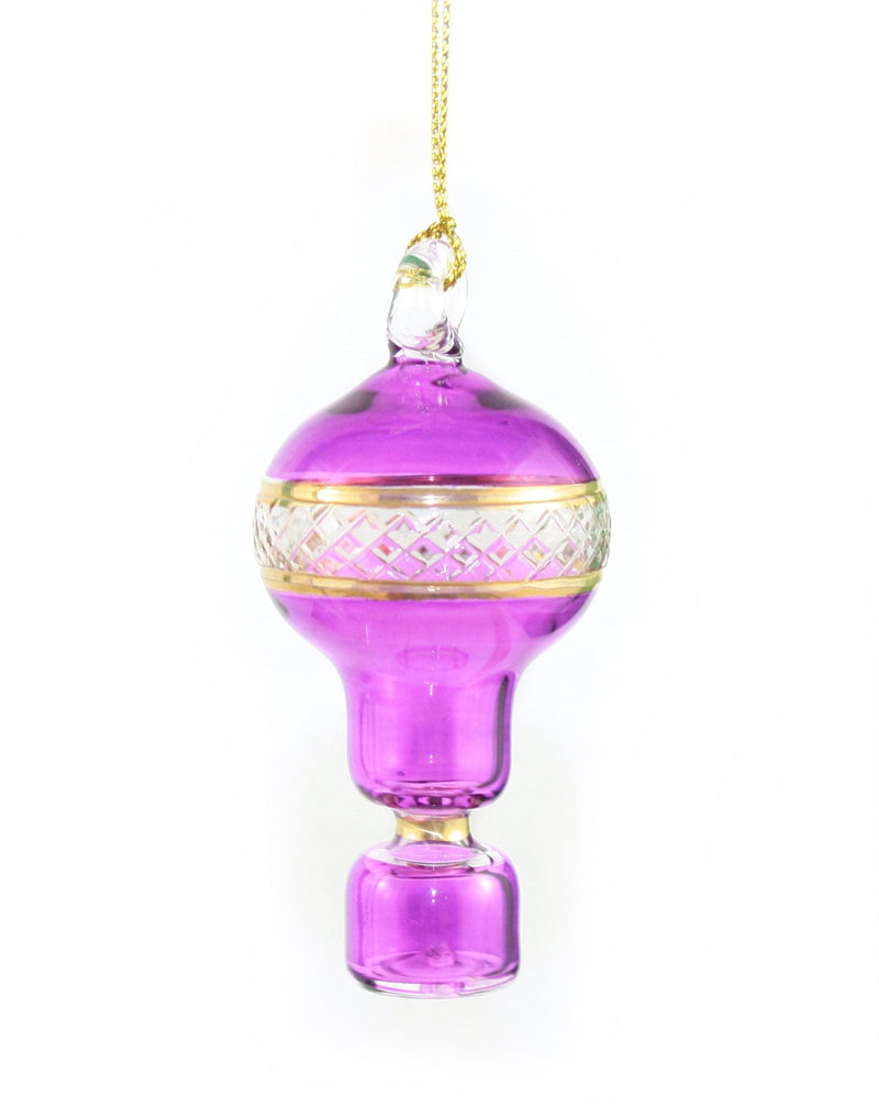 Mini Glass Hot Air Balloon Ornament -  Pink - Shelburne Country Store