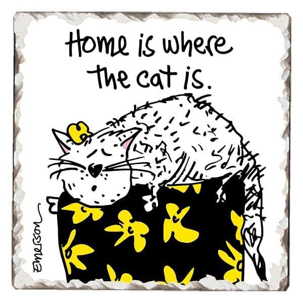 Love Cats Stone Coaster - Home is where the Cat is - Shelburne Country Store