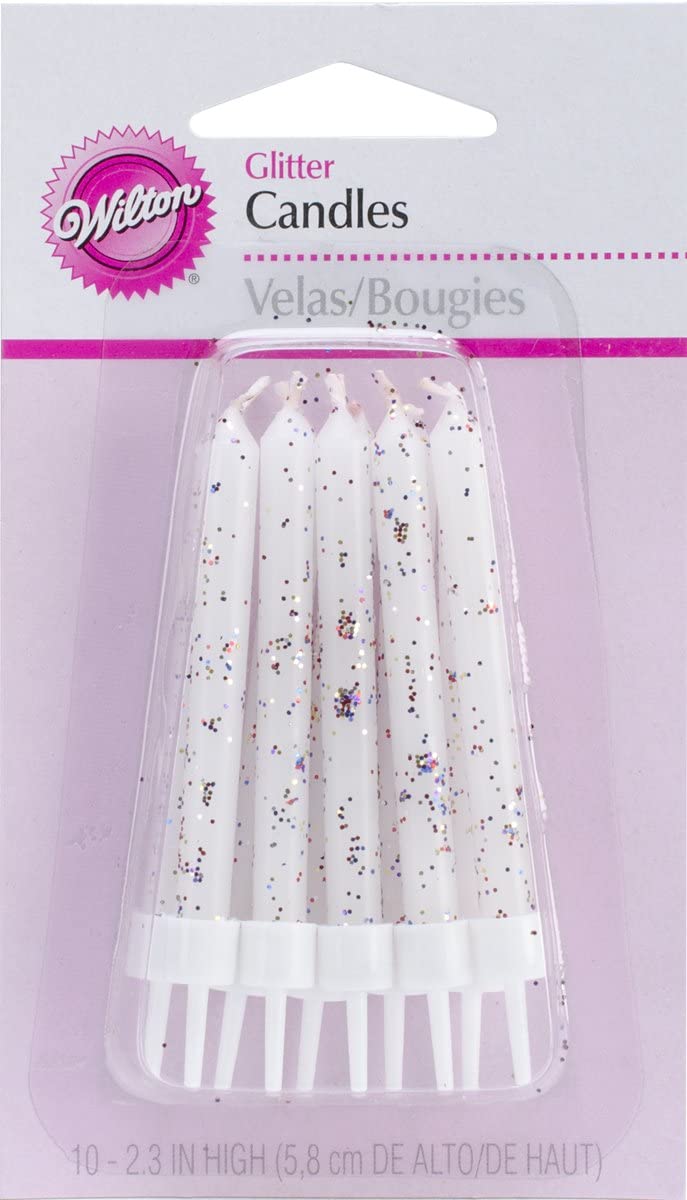 White Glitter Candles 10 Pack - Shelburne Country Store