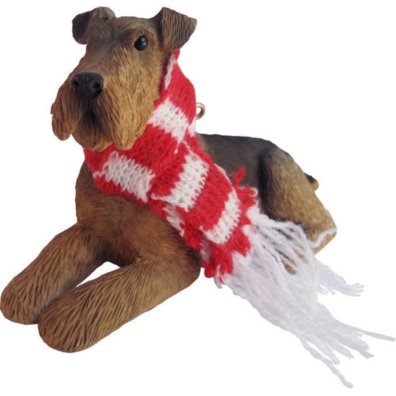 Lying Airedale Terrier Ornament - Shelburne Country Store