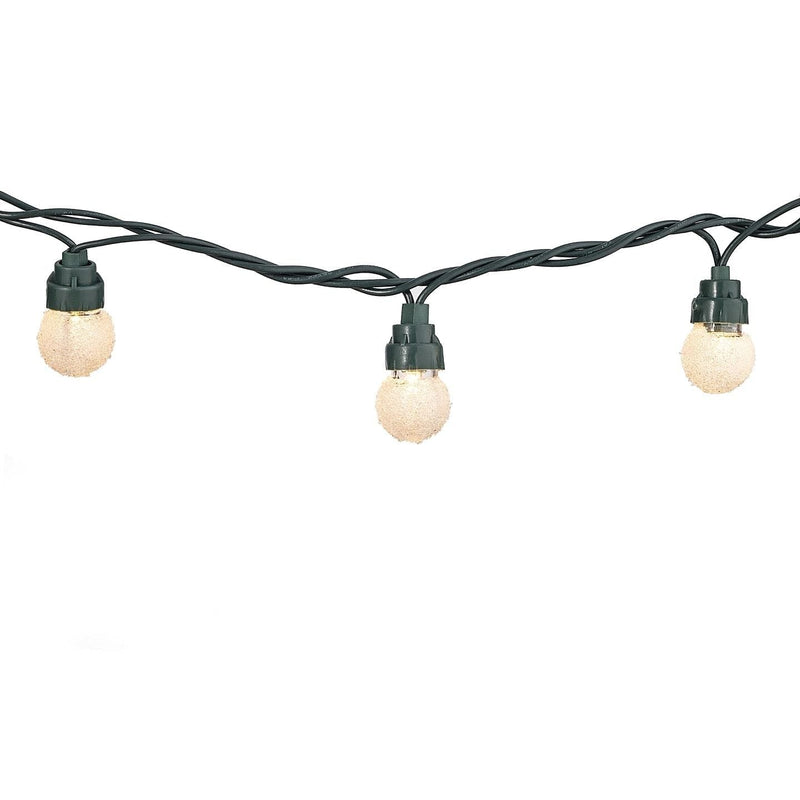 35 Warm White Sugared Globe String Lights on Green Wire - 10.5 feet - Shelburne Country Store