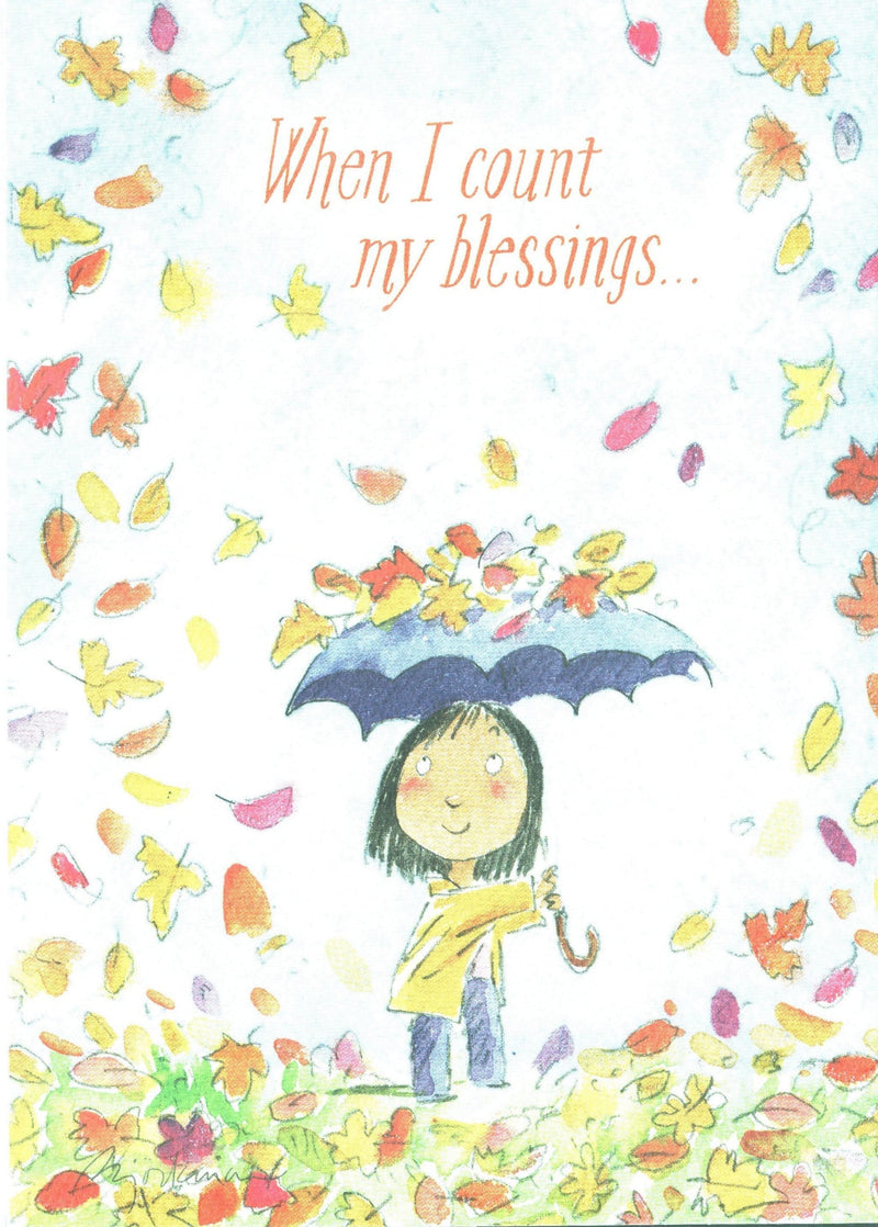 Girl with Umbrella Thanksgiving Card - Shelburne Country Store
