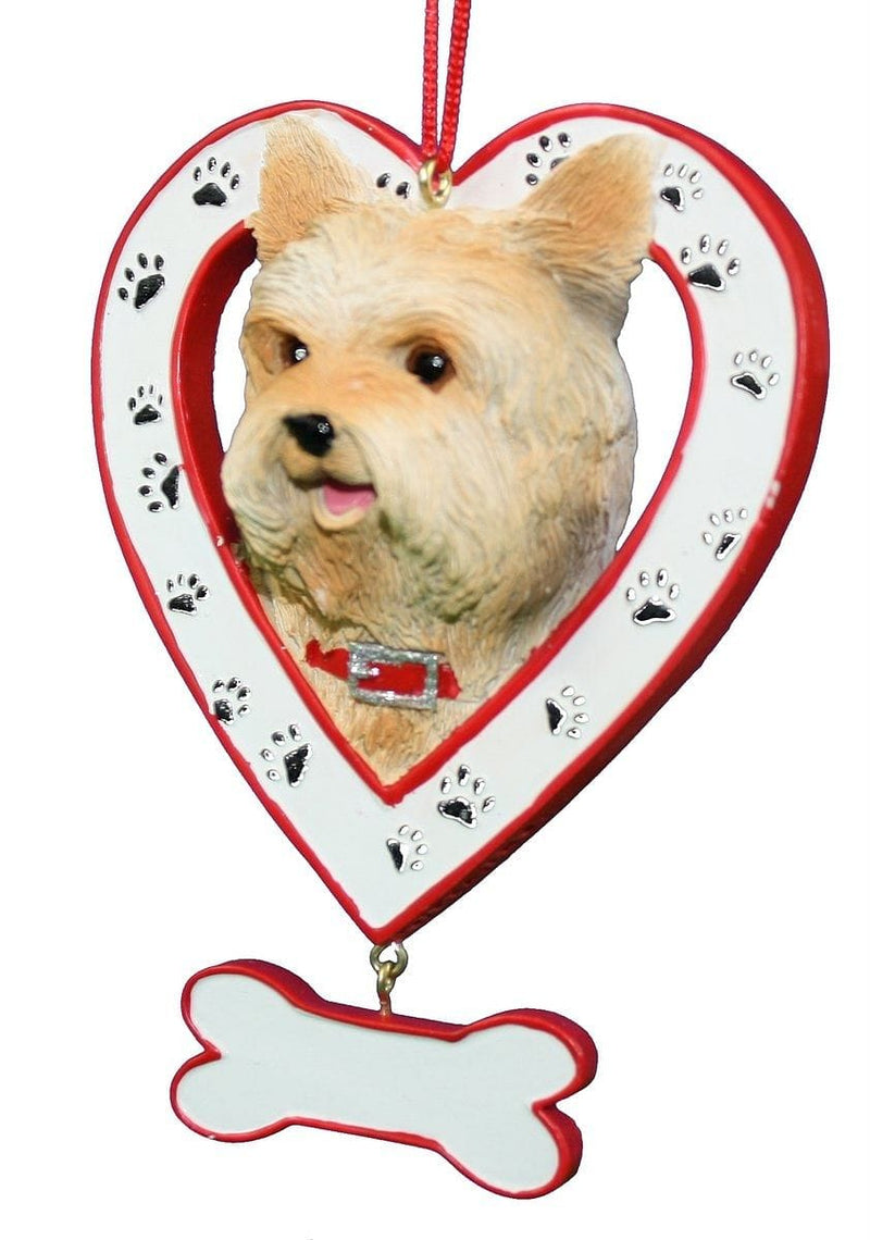 Dog In Heart W/Bone Ornament - Yorkie - Shelburne Country Store